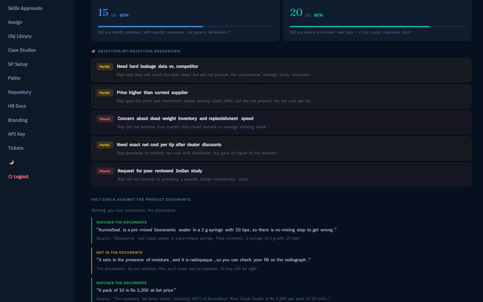 Fact check and better replies after a session